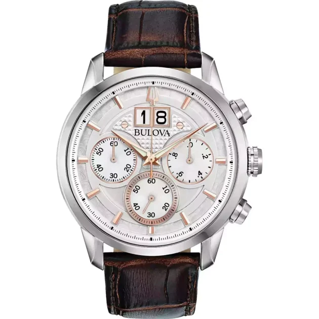 BULOVA  Marine Star Chrono Brown Leather Strap  96B309