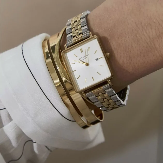 ROSEFIELD The Boxy Two Tone Stainless Steel Bracelet QVSGD-Q013 - Image 3