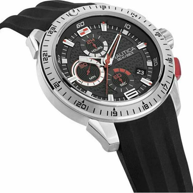 NAUTICA NST 101 Chrono Black Rubber Strap  NAPNSF109 - Image 2