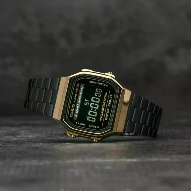 CASIO Vintage Collection Black Stainless Steel Bracelet A-168WEGB-1BEF - Image 3