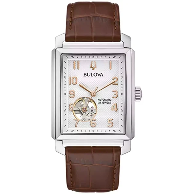BULOVA Classic Auto Brown Leather Strap 96A268