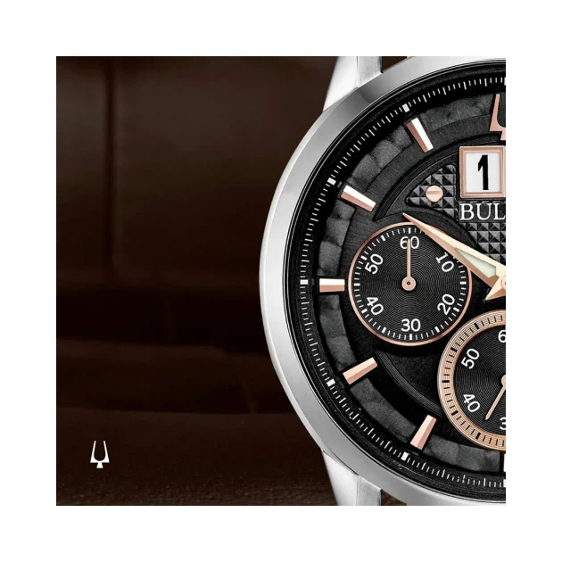 BULOVA Sutton Brown Leather Strap 96B311 - Image 2