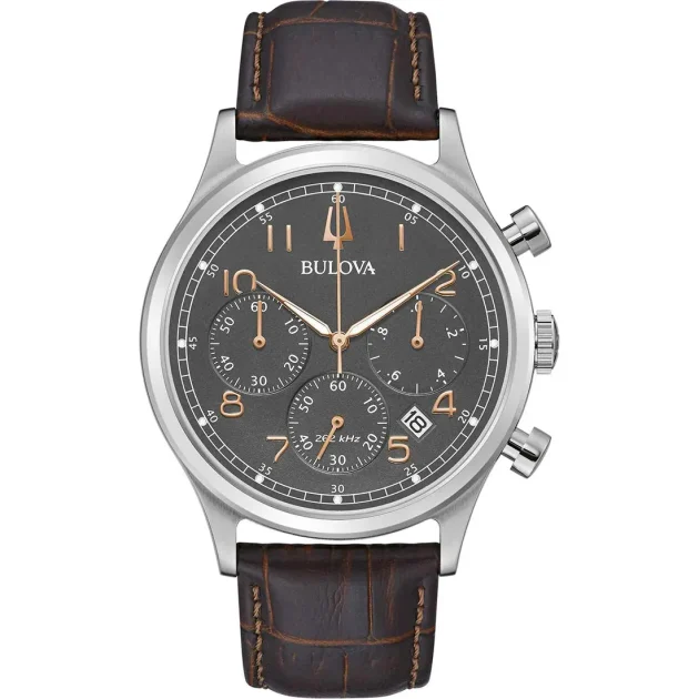 BULOVA Precisionist Chrono Brown Leather Strap 96B356