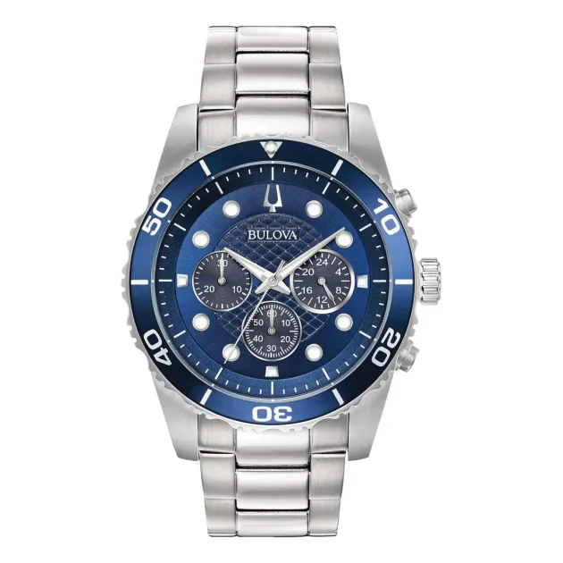BULOVA classic Chronograph Silver Stainless Steel Bracelet 98A209