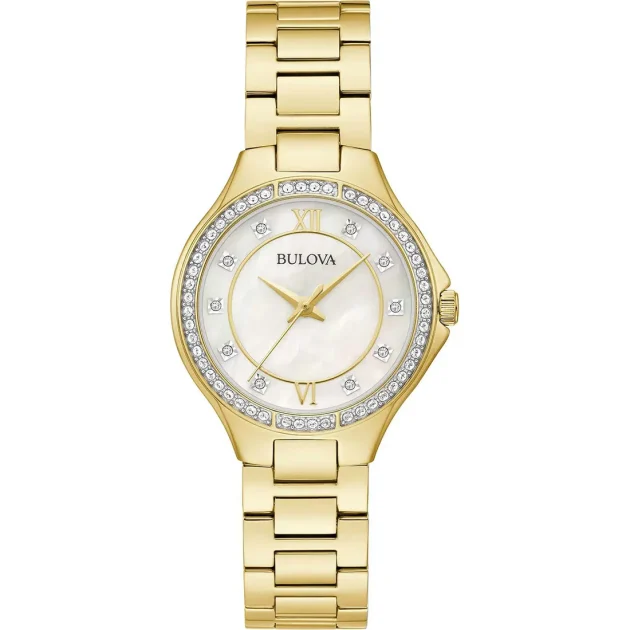 BULOVA Crystal Swarovski Gold Stainless Steel Bracelet 98L295