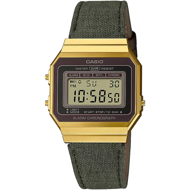 CASIO Vintage Green Fabric Strap A-700WEGL-3AEF