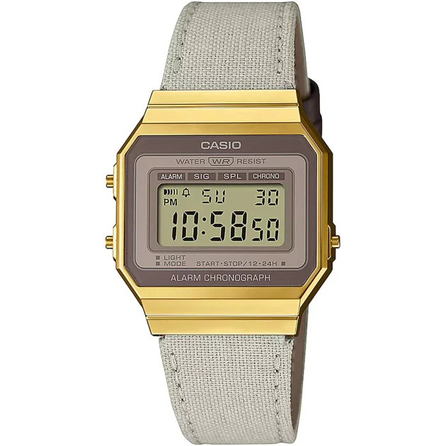 CASIO Vintage White Fabric Strap A-700WEGL-7AEF