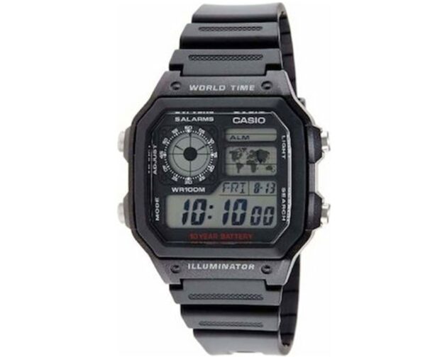 CASIO  Collection Vintage Black Rubber Strap  AE-1200WH-1AVEF