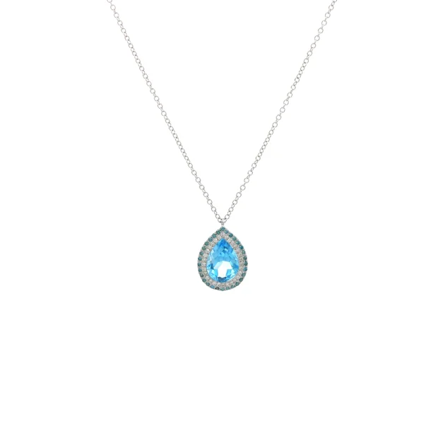 Λευκόχρυσο Κολιέ 18Κ | Σταγόνα | Blue Topaz | KC440