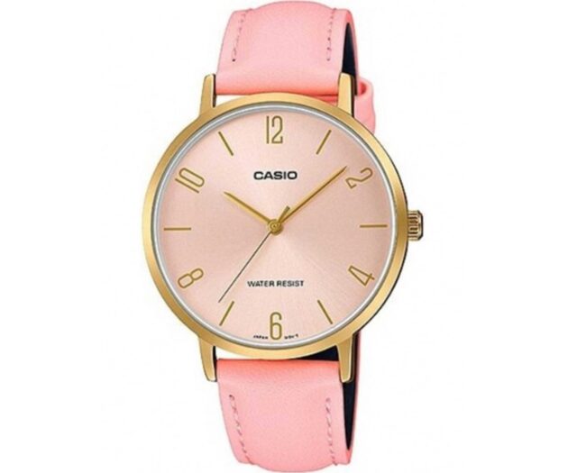 CASIO  Enticer Pink Leather Strap  LTP-VT01GL-4BUDF
