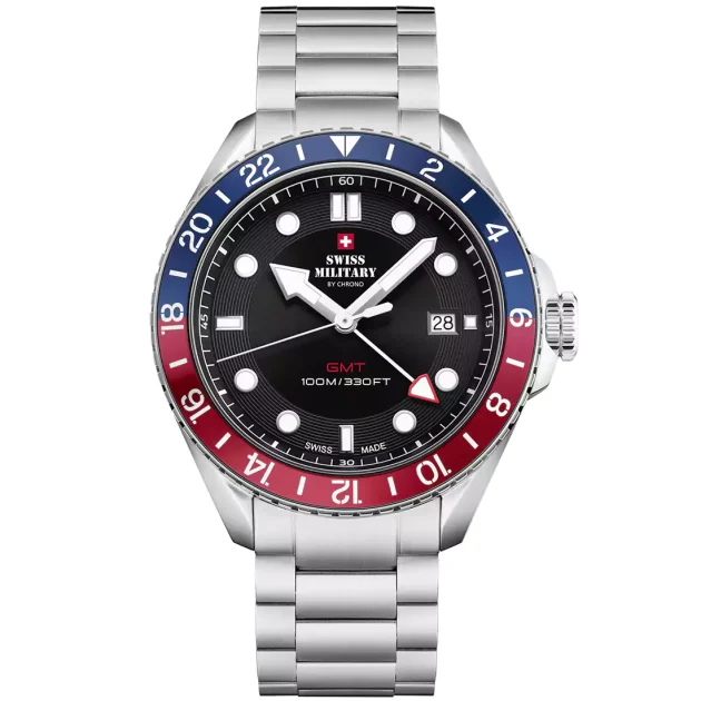 SWISS MILITARY GMT Watch Stainless Steel Bracelet SM34095.01