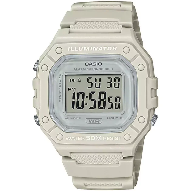 CASIO  Collection Beige Rubber Strap  W-218HC-8AVEF