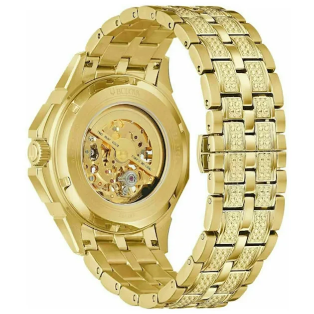 BULOVA Octava Crystals Auto Gold Stainless Steel Bracelet 98A292 - Image 3