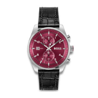 BOSS Skytraveller Chronograph Black Leather Strap 1514193