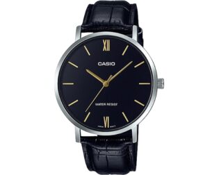 CASIO Standard Collection Black Leather Strap MTP-VT01L-1BUDF